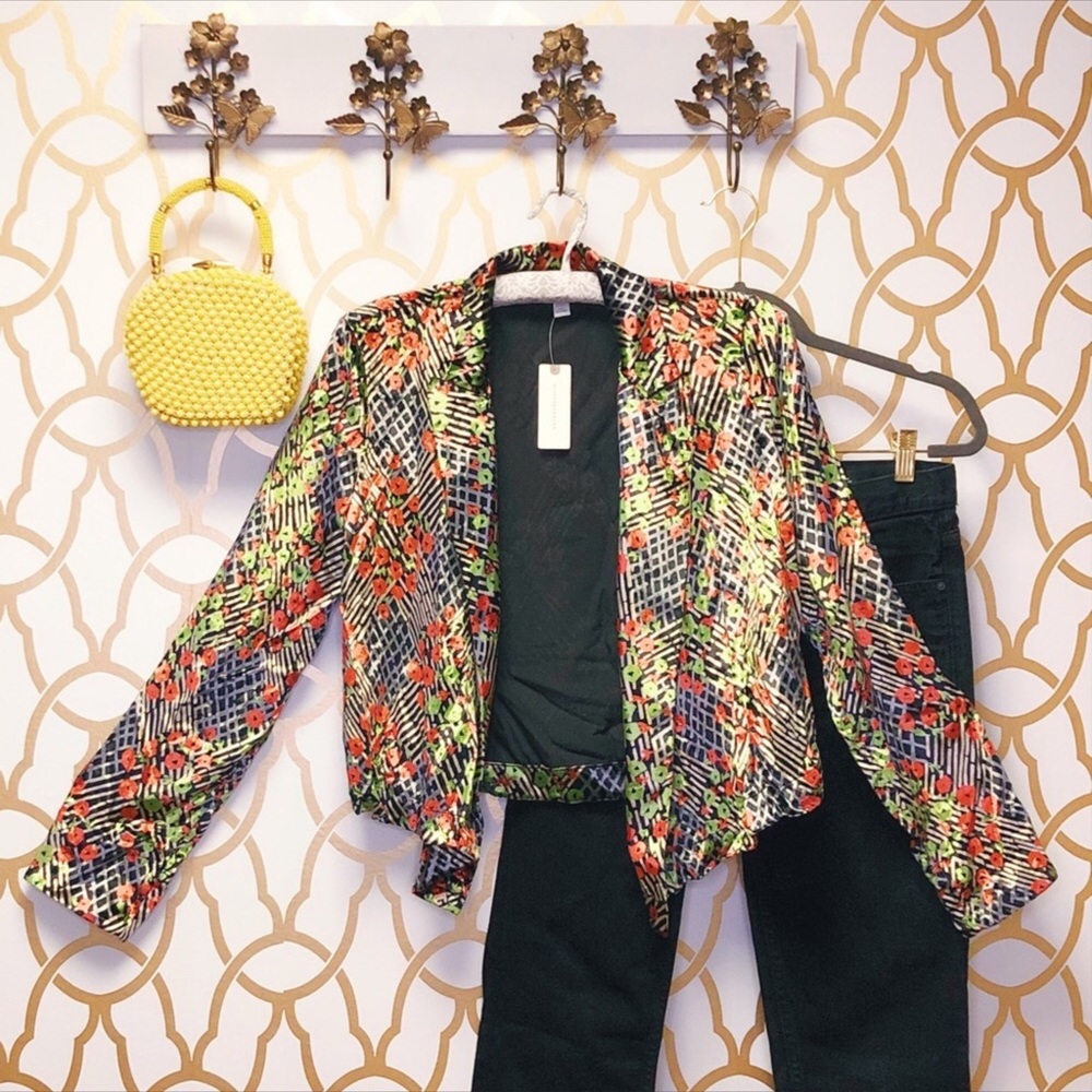 NWT Anthropologie Ettwa Floral Print Blazer Jacket